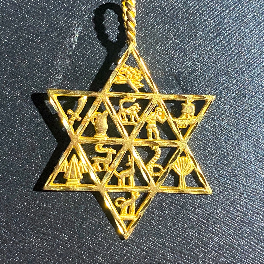 Star of David & 18” Rollo necklace in 14k.